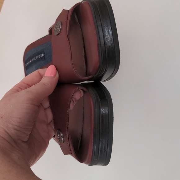 VINTAGE Y2K Chunky Square Toe Block Heel Red Mule Slide Tommy Hilfiger 8… - Picture 7 of 12